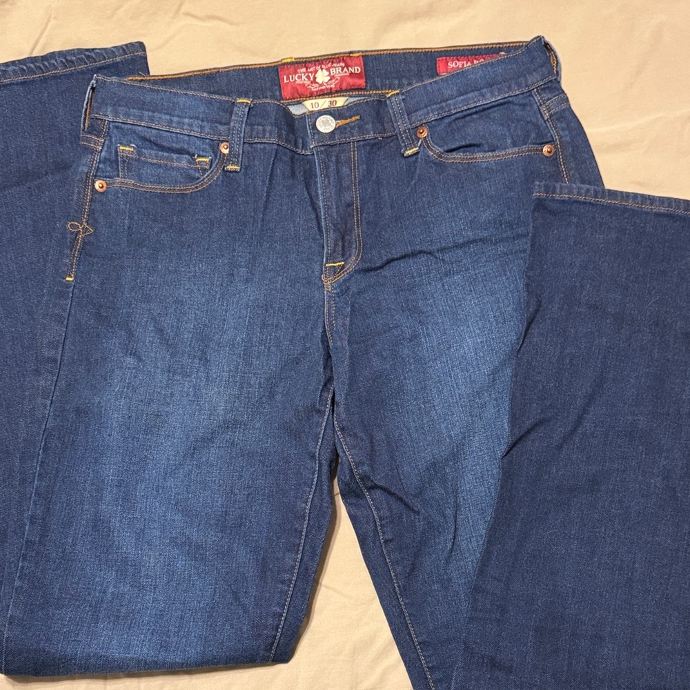 Lucky Brand Women's Dark Blue Boot Cut Sofia Boot Jeans size 10/30 LONG